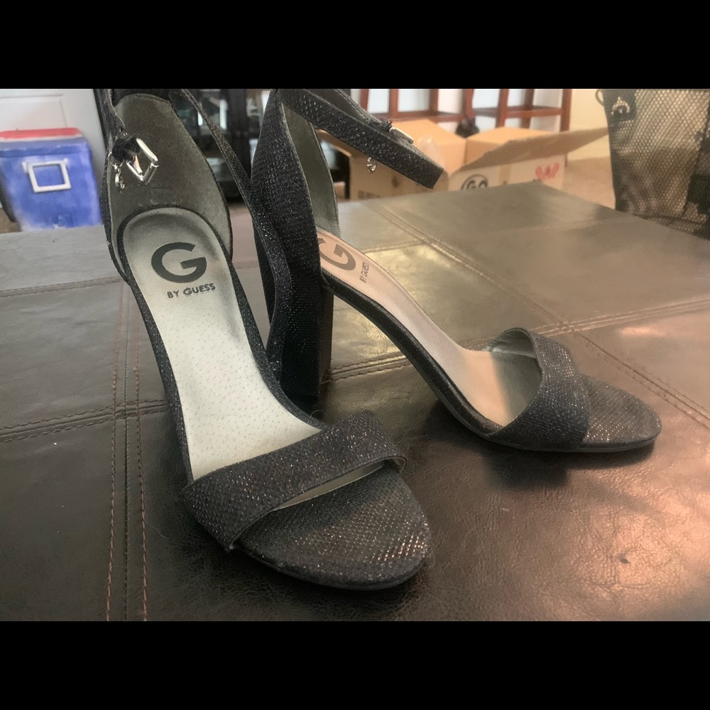 Black glitter heels worn once